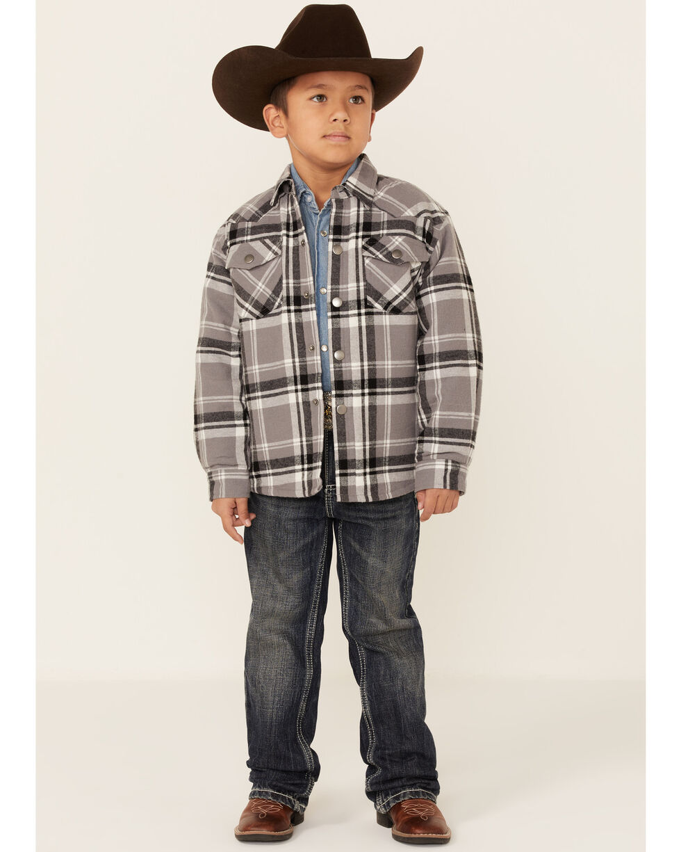 Roper Boys' Amarillo Plaid Snap Long Sleeve Western Shirt 03-030-0278-6068 BU